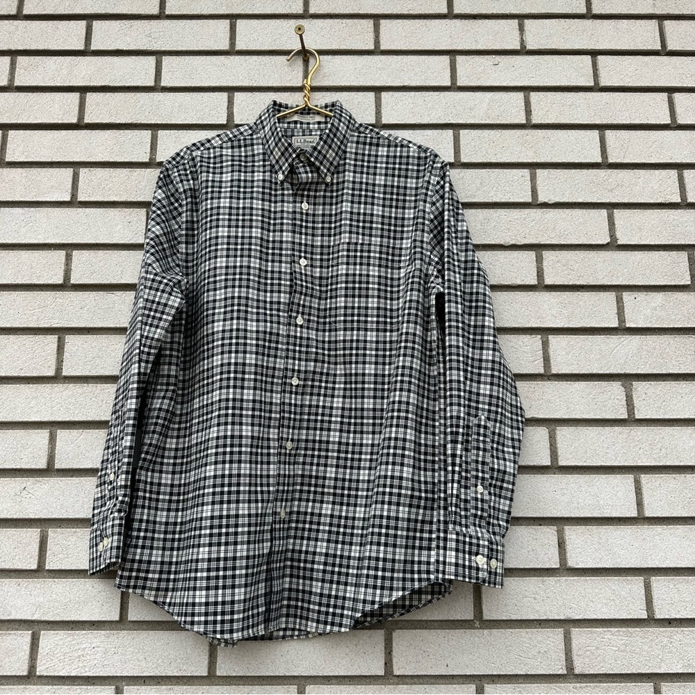L.L.Bean Wrinkle Free Plaid Button Down Shirt Cotton M Traditional Heritage Prep